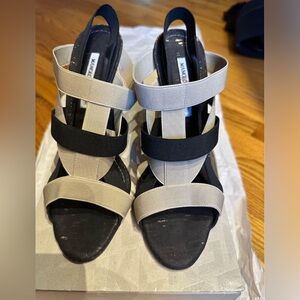 Manolo Blahnik black and beige stiletto sandal